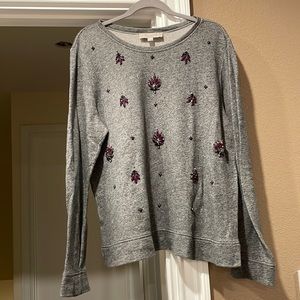 Women XL grey jeweled pullover from the LOFT